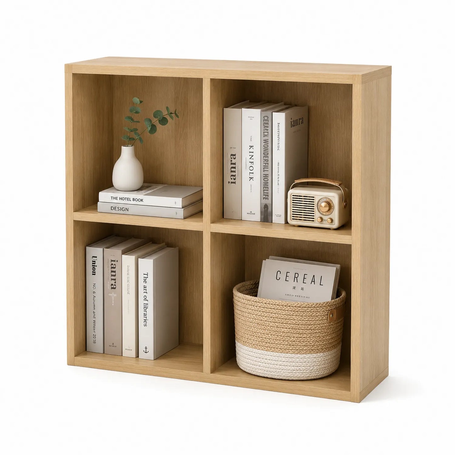 Libreria in compensato a 4 vani colore Rovere 80x30x90 cm