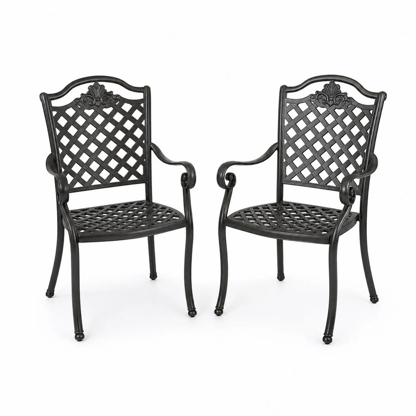 Set di 2 Sedie da Giardino in Alluminio Nero