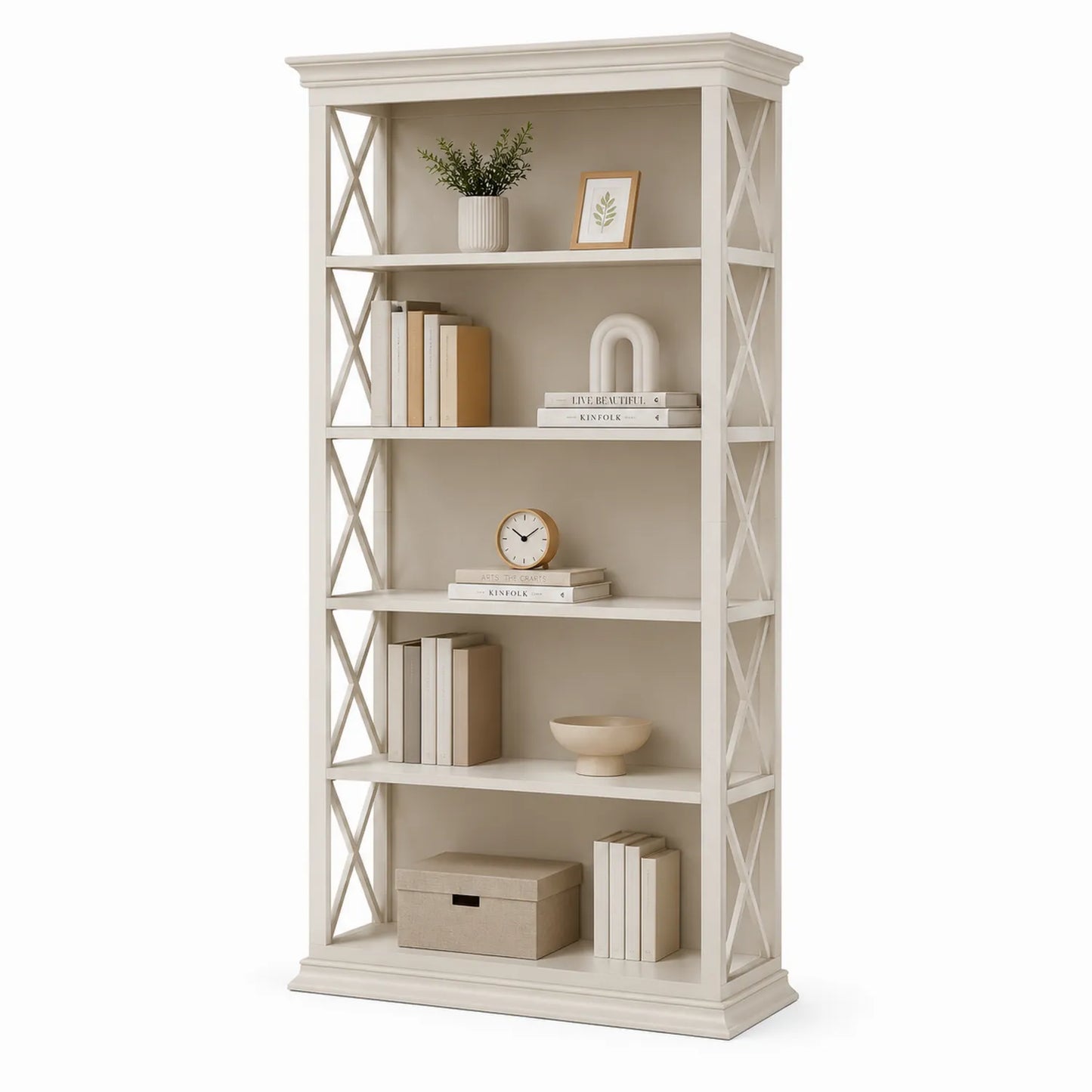 Libreria in Legno MDF Beige 5 Ripiani