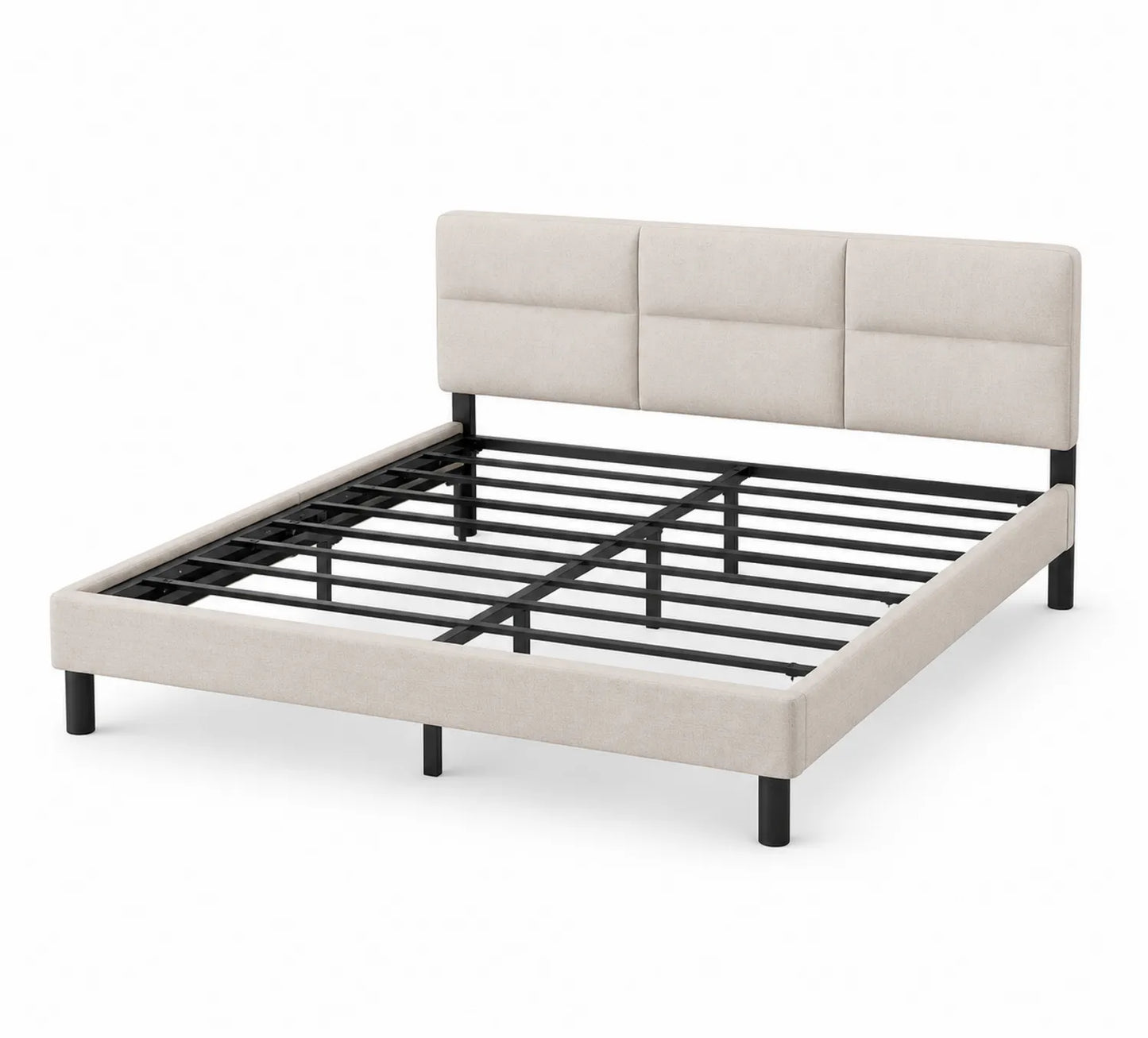 Letto matrimoniale metallo e tessuto Beige 160x200 cm