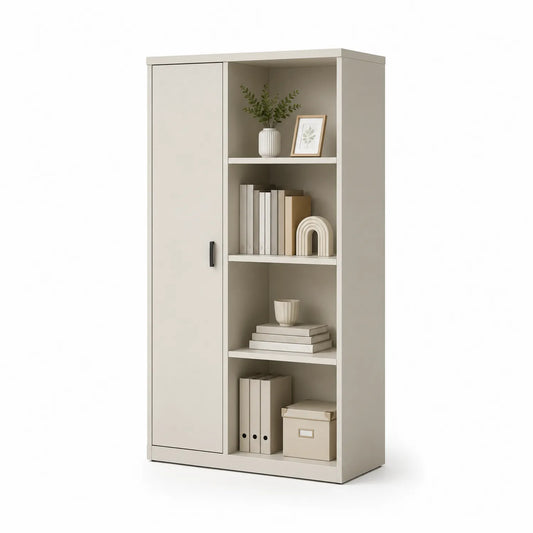 Libreria con Ante e Ripiani in Legno Bianco 180x80x30 cm