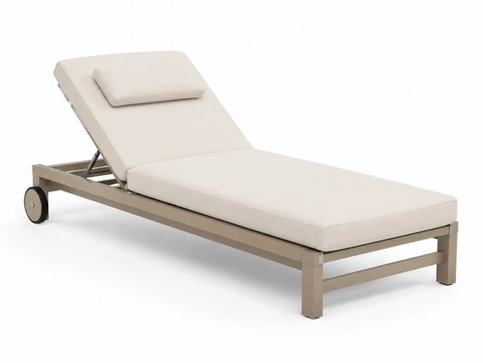 Sdraio da Esterno in Alluminio con Cuscini Beige