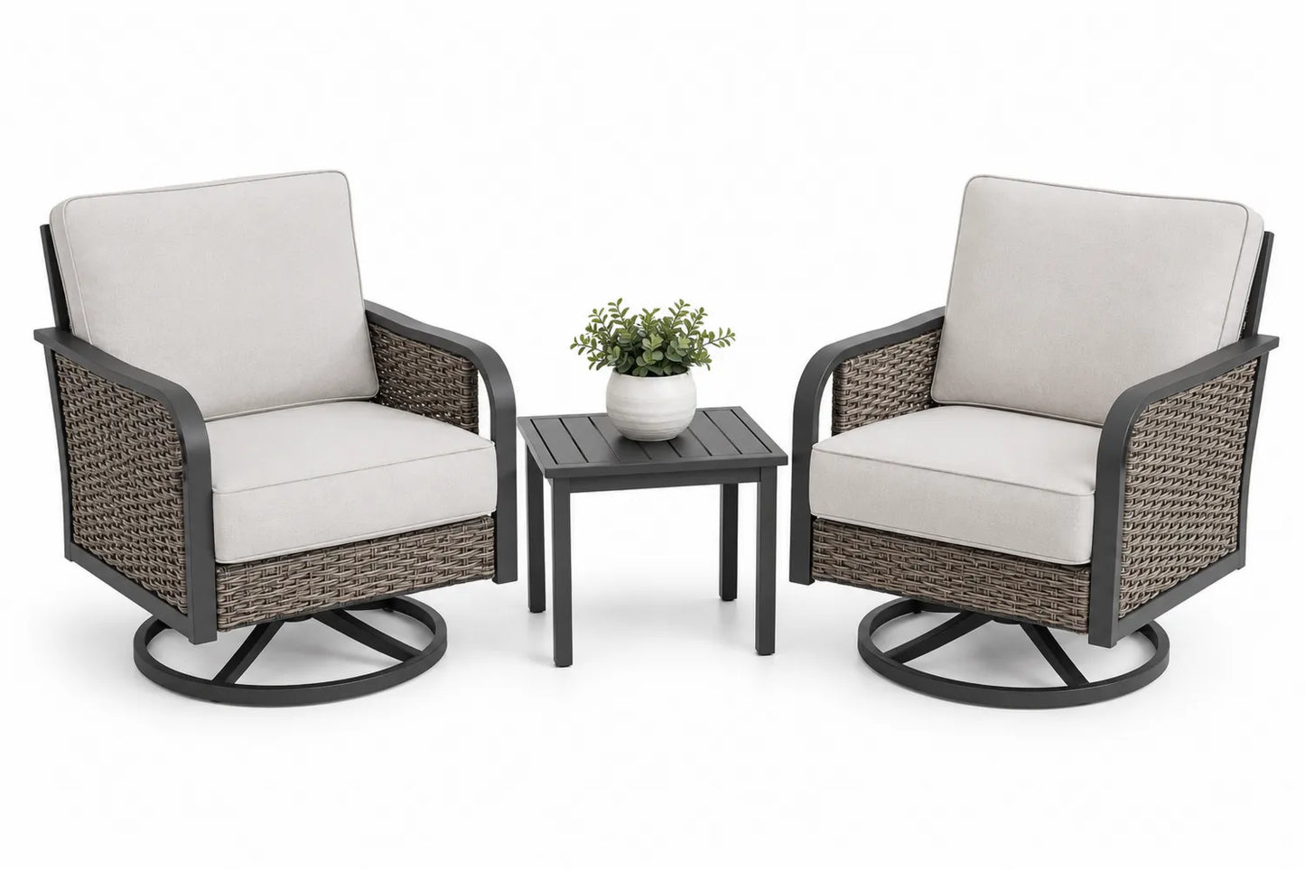 Set di Sedie da Esterno in Rattan e Tavolino in Alluminio