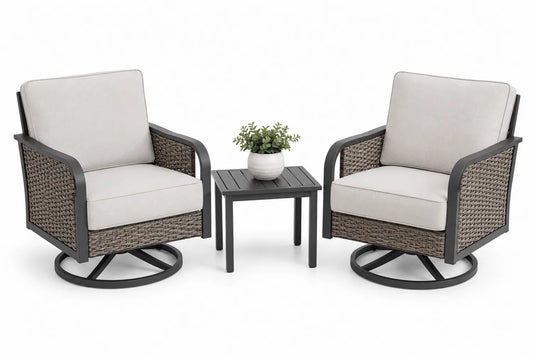 Set di Sedie da Esterno in Rattan e Tavolino in Alluminio