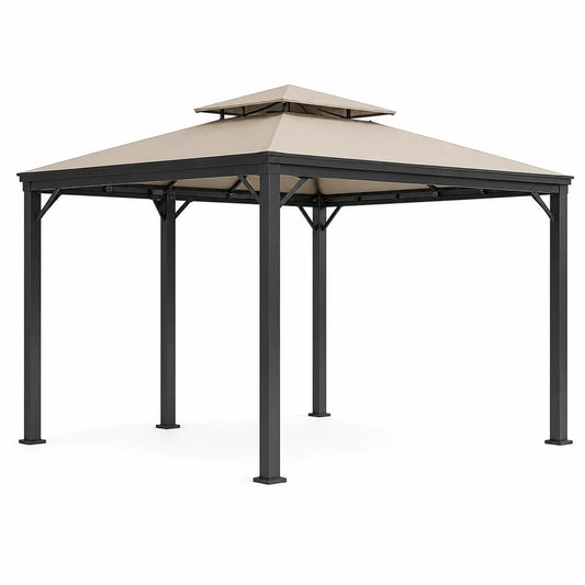 Gazebo da giardino in alluminio con tetto in poliestere 3x3 m Beige