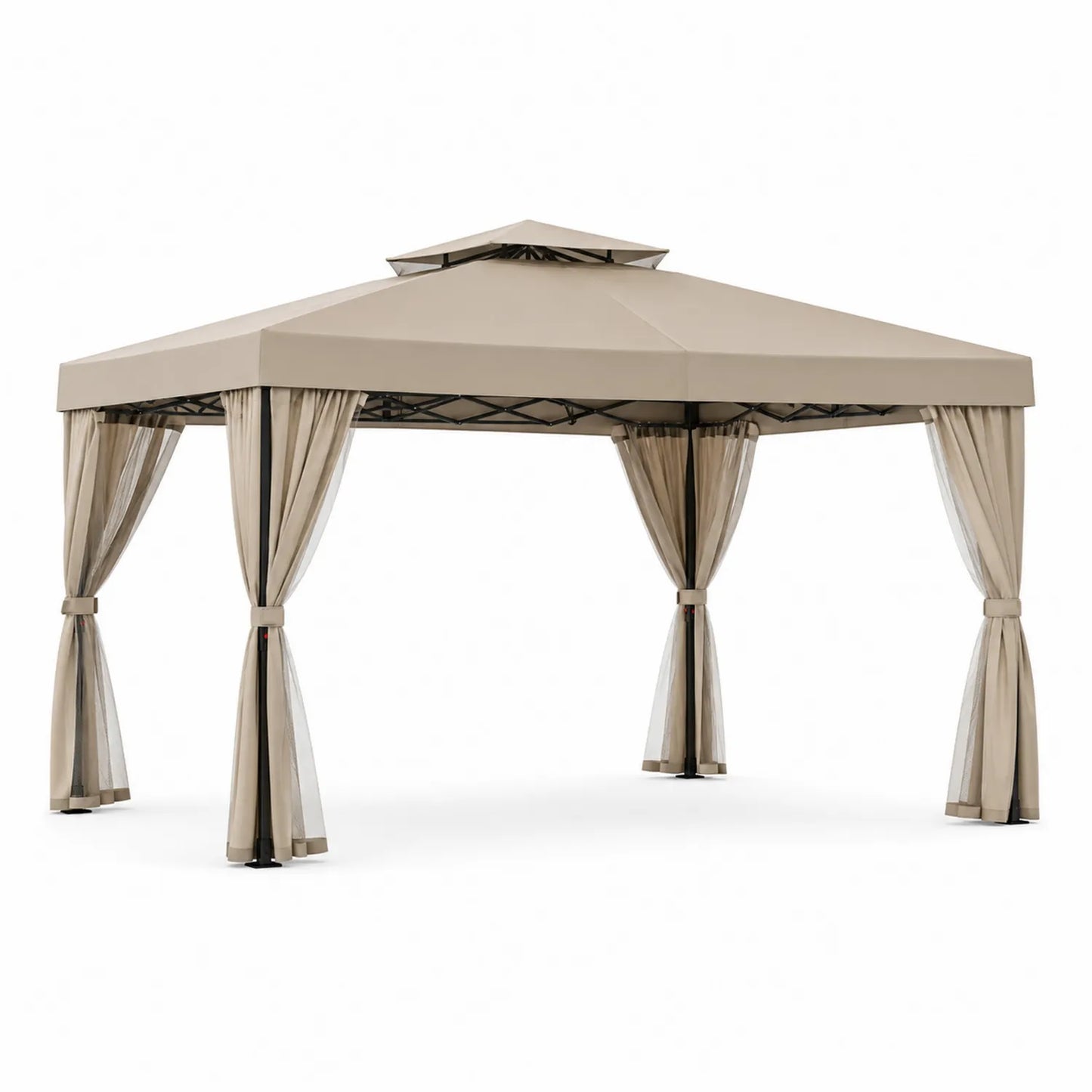 Gazebo da Giardino in Alluminio con Telo in Poliestere 3x3m Beige