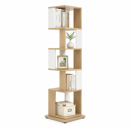Libreria a Colonna in MDF Rovere e Bianco 150x30x30 cm