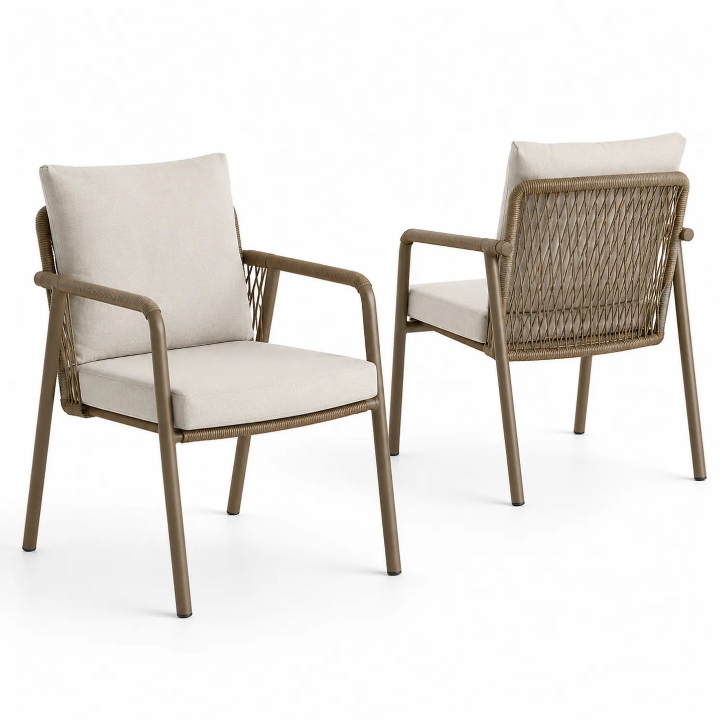 Set di 2 sedie da esterno in alluminio e poliestere beige