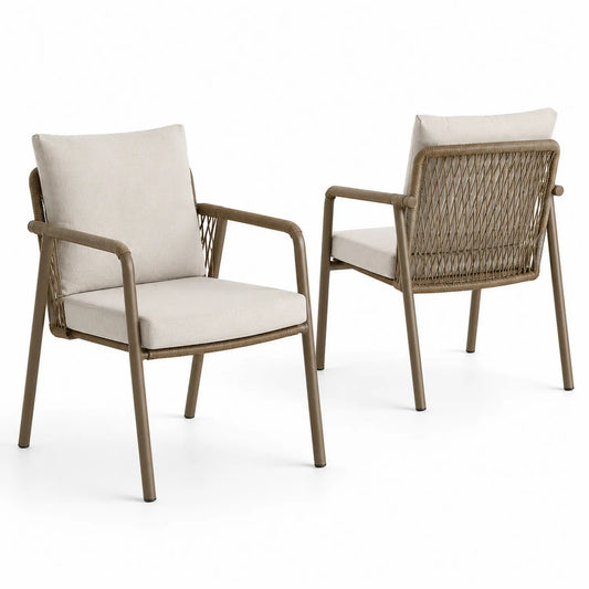 Set di 2 sedie da esterno in alluminio e poliestere beige