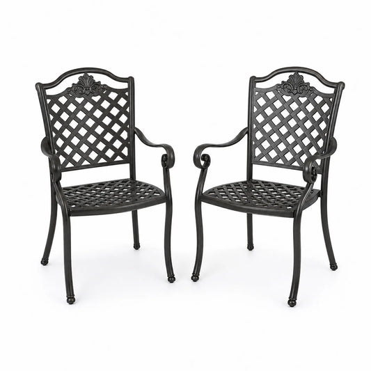 Set di 2 Sedie da Giardino in Alluminio Nero