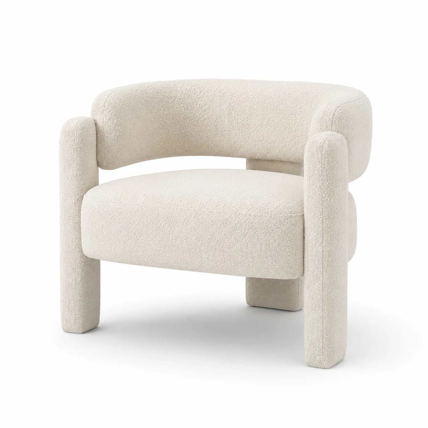 Poltrona in tessuto bouclé bianco