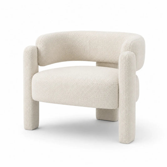 Poltrona in tessuto bouclé bianco