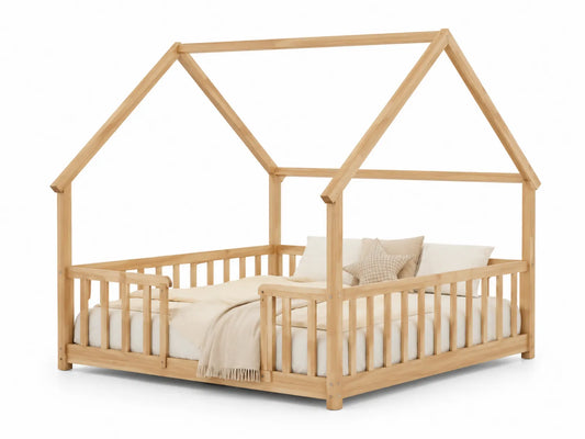Letto a forma di casetta in legno di pino 200x90 cm per bambini
